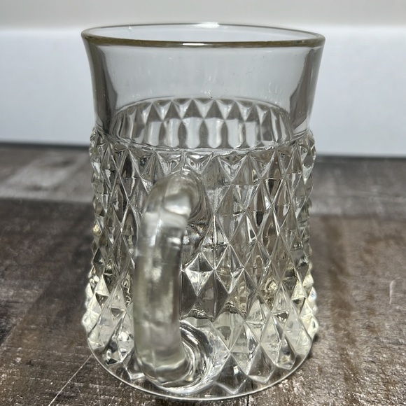 Vintage Clear Glass Raised Diamond Pattern Mug - Picture 2 of 7